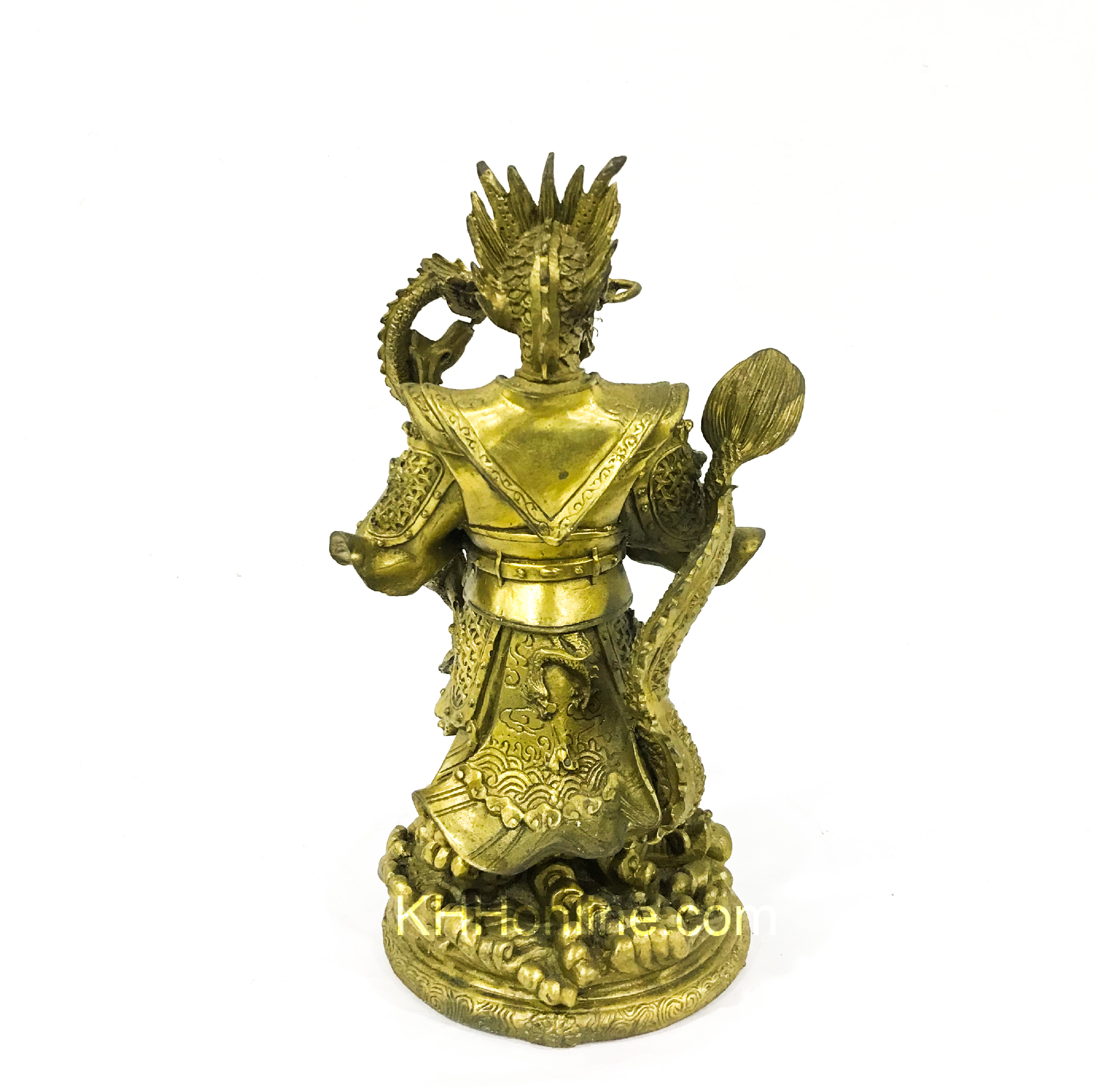 龍頭，古銅製，時代物，緣起物，重約2300克 A rare gold, silver and turquoise-inlaid bronze garment hook